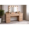 Masa de toaleta/machiaj, Antonia, stejar, cu oglinda si LED-uri, 155x42x135 cm