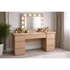 Masa de toaleta/machiaj, Antonia, stejar, cu oglinda si LED-uri, 155x42x135 cm