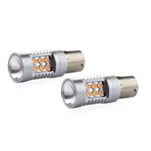 Set becuri auto cu LED CANBUS compatibil P21W BA15S 24 SMD 6.2W Orange 12/24V, destinat competitiilor auto sau off-road