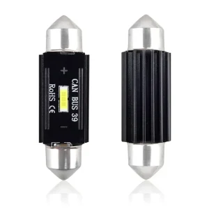 Set becuri auto cu LED CANBUS sofit compatibil C5W 1 SMD 39mm Alb 12/24V, destinat competitiilor auto sau off-road