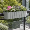 Set 4 jardiniere decorative cu suport de plastic, gri, 4.9 L, 38.3x21.2x13 cm, Boardee Hook