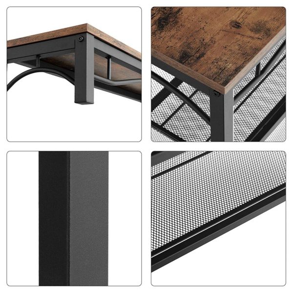 Cuier cu 2 rafturi pentru incaltaminte, Vasagle, banca, pal si metal, negru, 80x30x178.5 cm