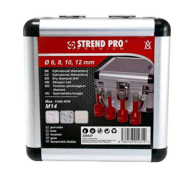 Set 4 carote diamantate, M14, 6-12 mm, Strend Pro