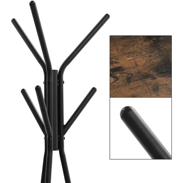 Cuier, Songmics, 6 carlige, 2 rafturi, metal, negru, 49x49x179 cm