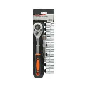 Trusa chei tubulare, 1/2", cu clichet reversibil, extensie, 12 piese, Breckner Germany