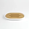 Set Elegant pentru baie format din 6 piese, ABS + lemn, culoare alb/maro
