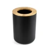 Set Elegant pentru baie format din 6 piese, ABS + lemn, culoare negru/maro