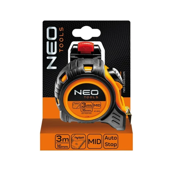 Ruleta autostop 3 m x 16 mm, prindere la curea, Neo