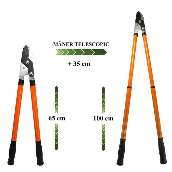 Foarfeca crengi, tip nicovala, maner telescopic 65-100 cm, Strend Pro
