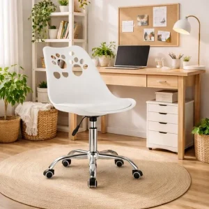 Scaun de birou, Artool, Print, rotativ, PP, alb, 50x57x81.5-93.5 cm