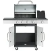 Gratar gradina, grill dreptunghiular, cu gaz, 4+1 arzatoare, cu roti, capac, 120x48x110 cm, BBQ Forbes 