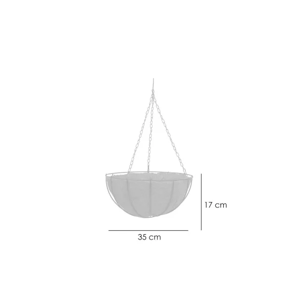 Ghiveci decorativ cu lant, rotund,​​​​​​​ nuca de cocos, 35x35x17 cm 