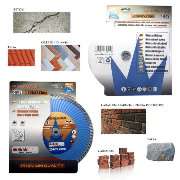 Disc diamantat super turbo, beton, taiere rapida umeda si uscata, 230 mm/22.23 mm, Richmann