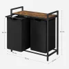 Raft baie cu cosuri rufe, Leobert, placa MDF, 2 rafturi, maro, 73x33x72 cm