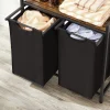 Raft baie cu cosuri rufe, Leobert, placa MDF, 2 rafturi, maro, 73x33x72 cm