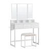Masa de toaleta/machiaj, Artool, alba, cu 3 oglinzi, taburet, 3 sertare, 90x40x141 cm