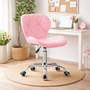 Scaun de birou, Artool, Avola, rotativ, piele ecologica, roz, 53.5x55.5x73.5-84.5 cm