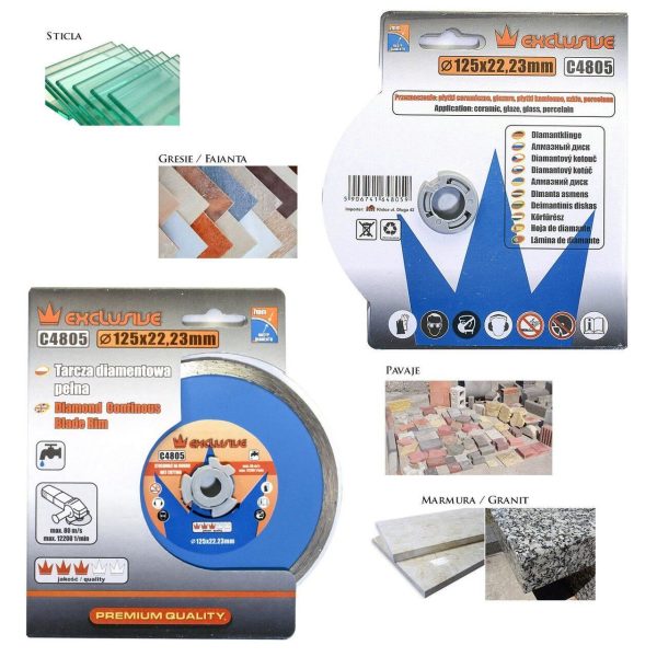 Disc diamantat continuu, placi ceramice, taiere umeda, 125 mm/22.23 mm, Richmann