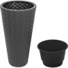 Ghiveci decorativ de flori, Prosperplast, Matuba Slim, rotund, inalt, 55 cm, antracit