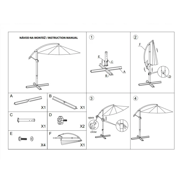 Umbrela gradina/terasa, articulatie tip banana, bej, 300 cm, Demi