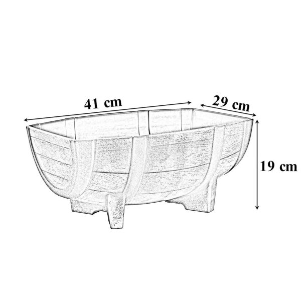 Ghiveci pentru flori, model butoi teak, 41x29x19 cm