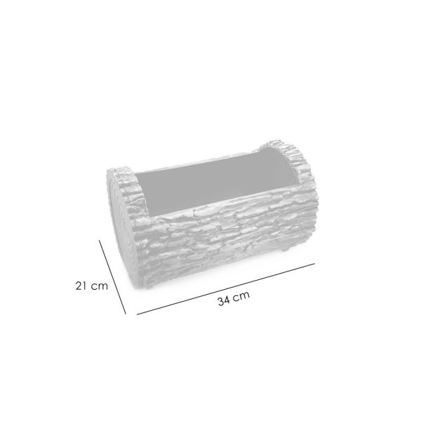 Vas flori dreptunghiular pentru gradina, model scoarta copac, 34 x 21 cm, aspect rustic