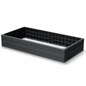 Pat/strat inaltat pentru flori, legume, din plastic, efect lemn, antracit, 149.2x75.6x25 cm, Prosperplast