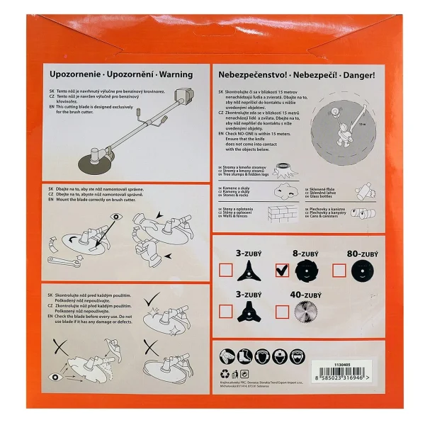 Disc circular pentru motocoasa/trimmer, 255x1.6 mm, 8 dinti