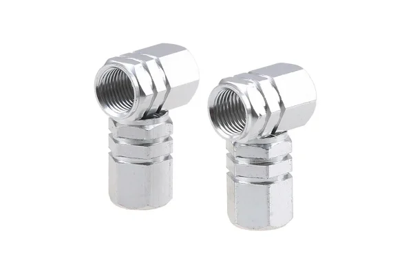 Set capacele auto pentru ventil hexagon argintiu 4 buc