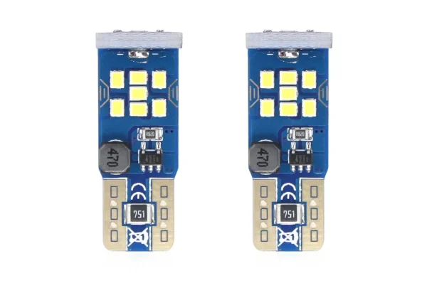 Set becuri auto cu LED CANBUS UltraBright compatibil T10 W5W 21 SMD Alb 12V/24V, destinat competitiilor auto sau off-road