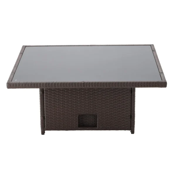 Set mobilier gradina/terasa, poliratan, maro si crem, 1 masa, 2 tabureti, 1 canapea colt, Chomik, Cassy