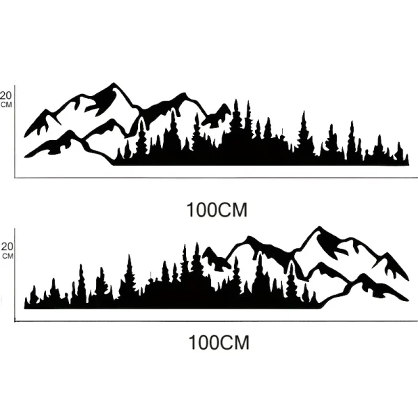 Set 2 stickere autoadezive pentru vehicule Off Road, model "Forest & Mountains", dimensiune 100 x 20 cm, culoare Neagra