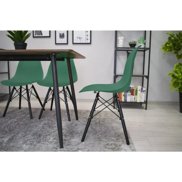 Scaun stil scandinav, Artool, Osaka, PP verde, picioare lemn negru, 46x54x81 cm