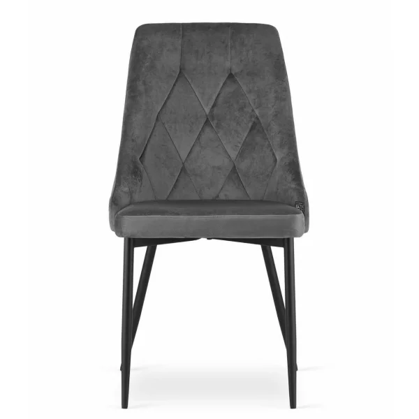 Scaun bucatarie/living, Artool, Imola, catifea gri, picioare metal negru, 48.5x61x93.5 cm