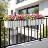 Set 2 jardiniere decorative cu suport metalic, sistem irigare,​​​​​​​ alb, 58x18x16.2 cm, Boardee Fencycase W