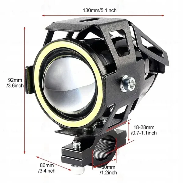 Proiector LED cu Lupa, Angel Eye ALB si Devil Eye RED, alimentare 12V, pentru Off-Road, ATV, SSV, UTV