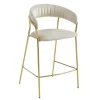 Scaun de bucatarie/bar, Artool, Badia, catifea bej, picioare metal auriu, 46x45x94 cm