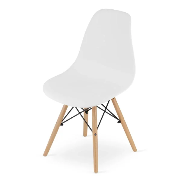 Scaun stil scandinav, Artool, Osaka, PP alb, picioare lemn natur, 46x54x81 cm