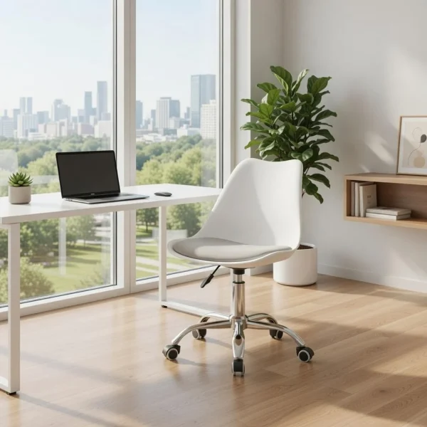 Scaun de birou, Artool, Alba, rotativ, PP, alb si gri, 48x43x91.5 cm