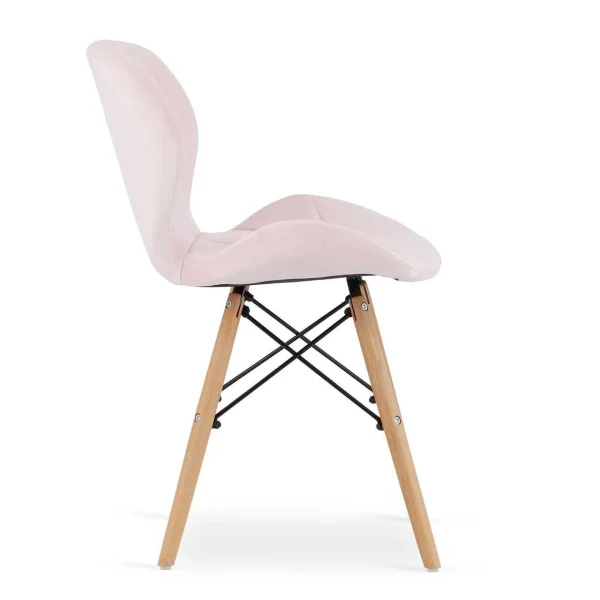 Scaun stil scandinav, Artool, Lago, catifea roz, picioare lemn natur, 48x43x74 cm