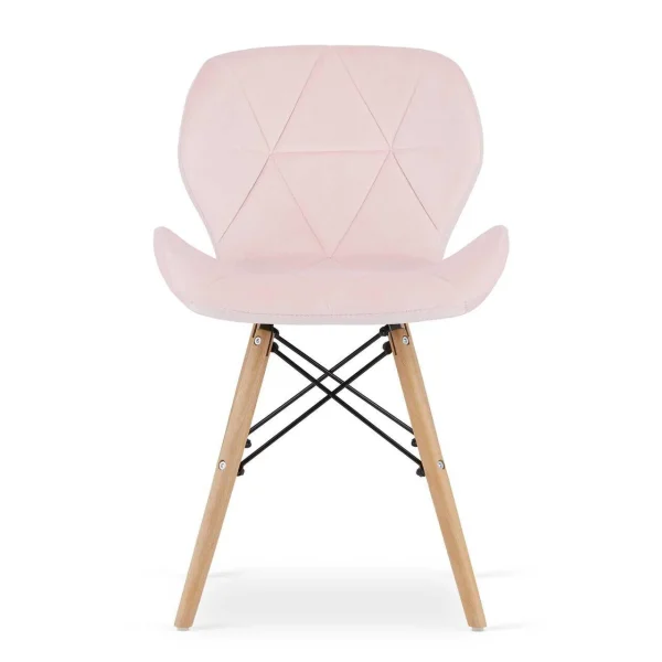 Scaun stil scandinav, Artool, Lago, catifea roz, picioare lemn natur, 48x43x74 cm