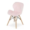 Scaun stil scandinav, Artool, Lago, catifea roz, picioare lemn natur, 48x43x74 cm