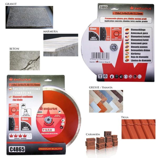 Disc diamantat continuu, ceramica, taiere umeda, 250 mm/25.4 mm, Richmann Exclusive