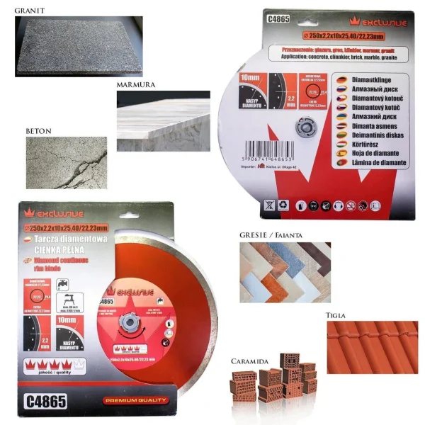 Disc diamantat continuu, ceramica, taiere umeda, 250 mm/25.4 mm, Richmann Exclusive