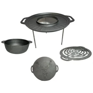 Disc pentru gratar, fonta, tip grill, cu picioare, set 4 piese, 49.5 cm