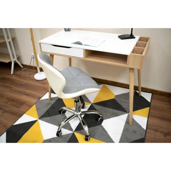 Scaun de birou, Artool, Avola, rotativ, piele ecologica, gri si alb, 47.5x55.5x84.5 cm