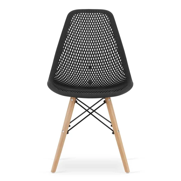 Scaun stil scandinav, Artool, Maro, PP negru, picioare lemn natur, 44.5x51x82.5 cm