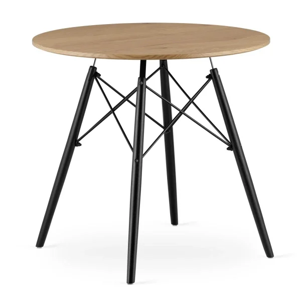 Masa stil scandinav, Artool, rotund, MDF si lemn, natur, 80x75 cm