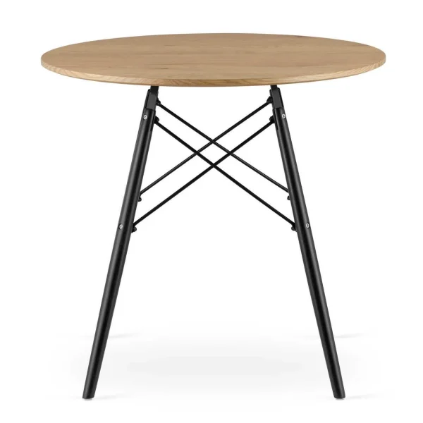 Masa stil scandinav, Artool, rotund, MDF si lemn, natur, 80x75 cm
