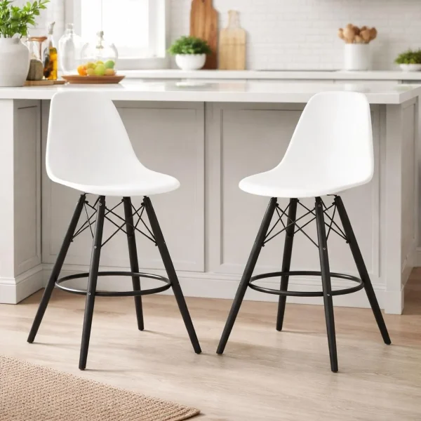 Scaun de bucatarie/bar, Artool, Lamal, PP alb, picioare lemn negru, 54x55x107.5 cm